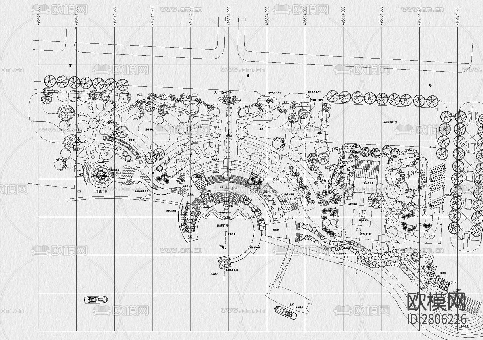 滨水湿地公园cad平面图下载（渲染图2）