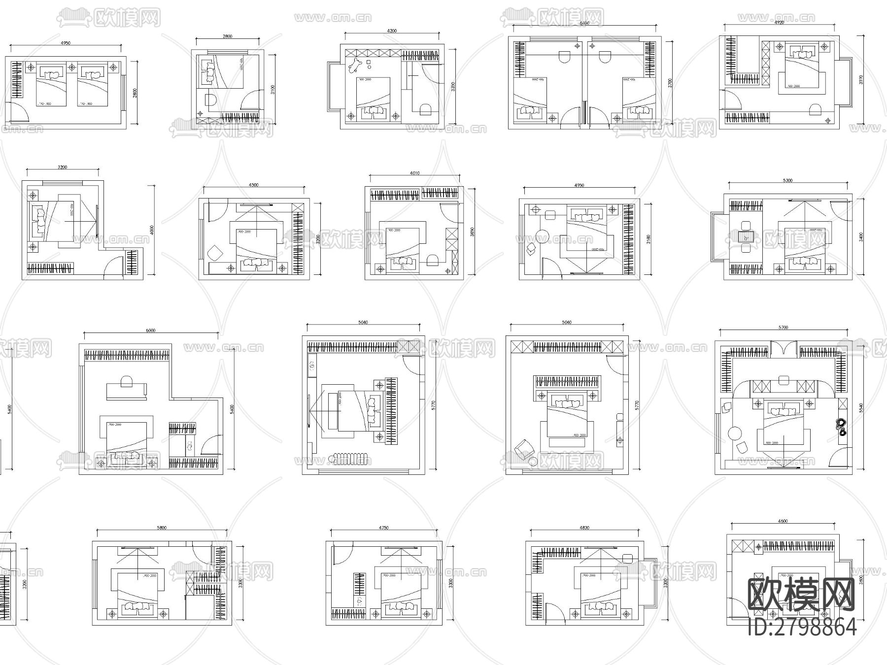 100个卧室cad图库下载（渲染图7）