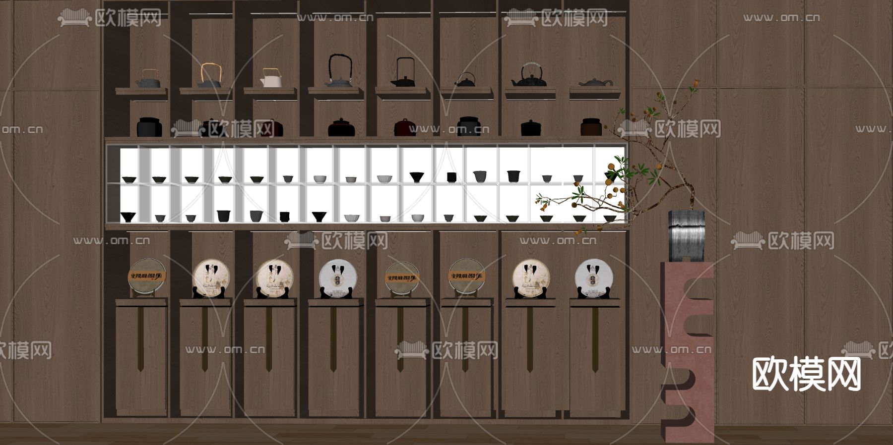 茶具 茶饼su模型下载（渲染图2）