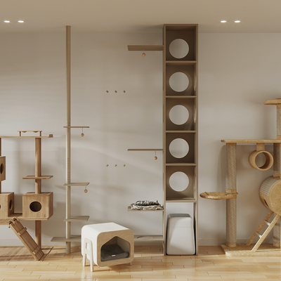  现代猫爬架 猫砂盆 猫窝su模型 