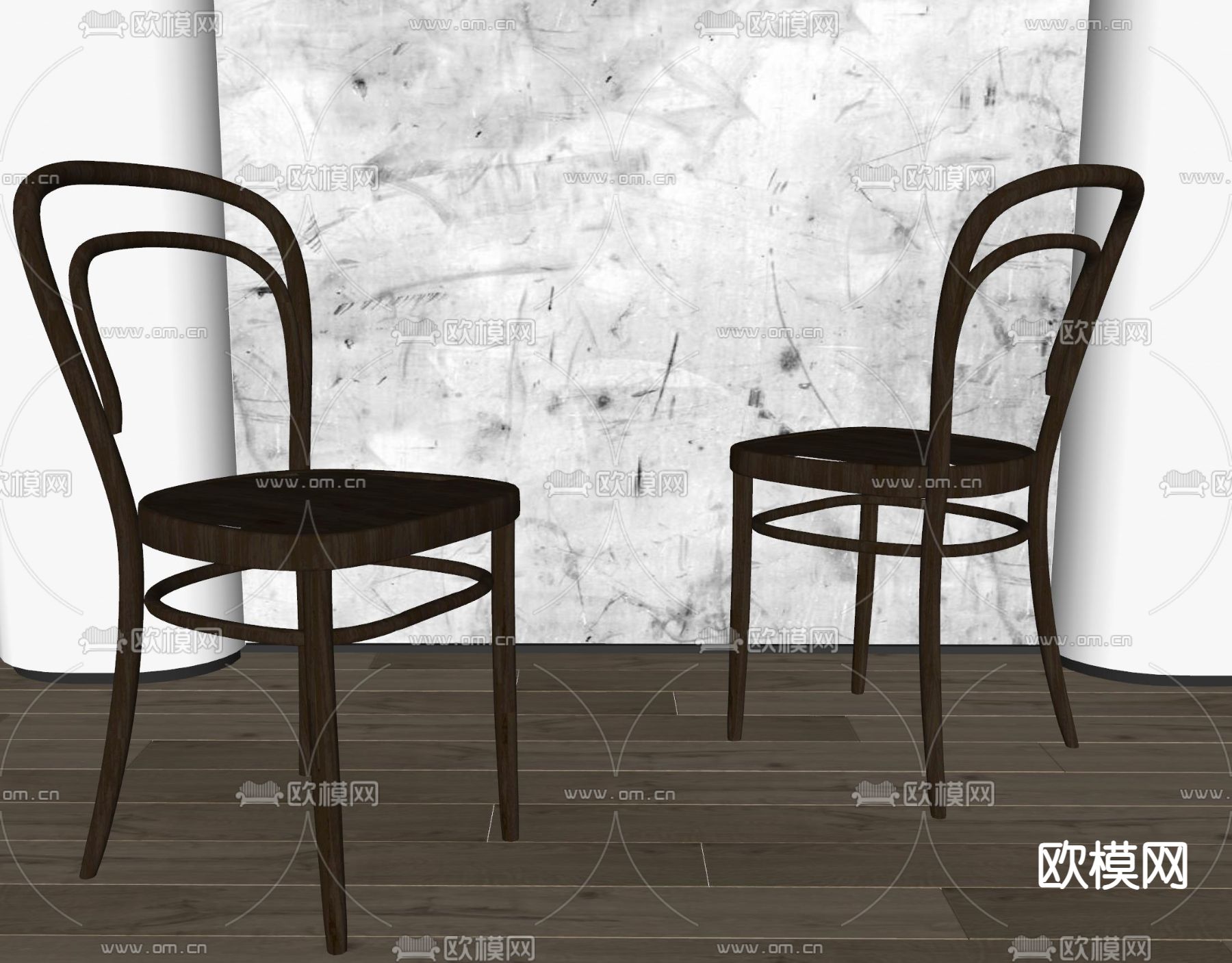 侘寂风餐椅 椅子su模型下载（渲染图2）