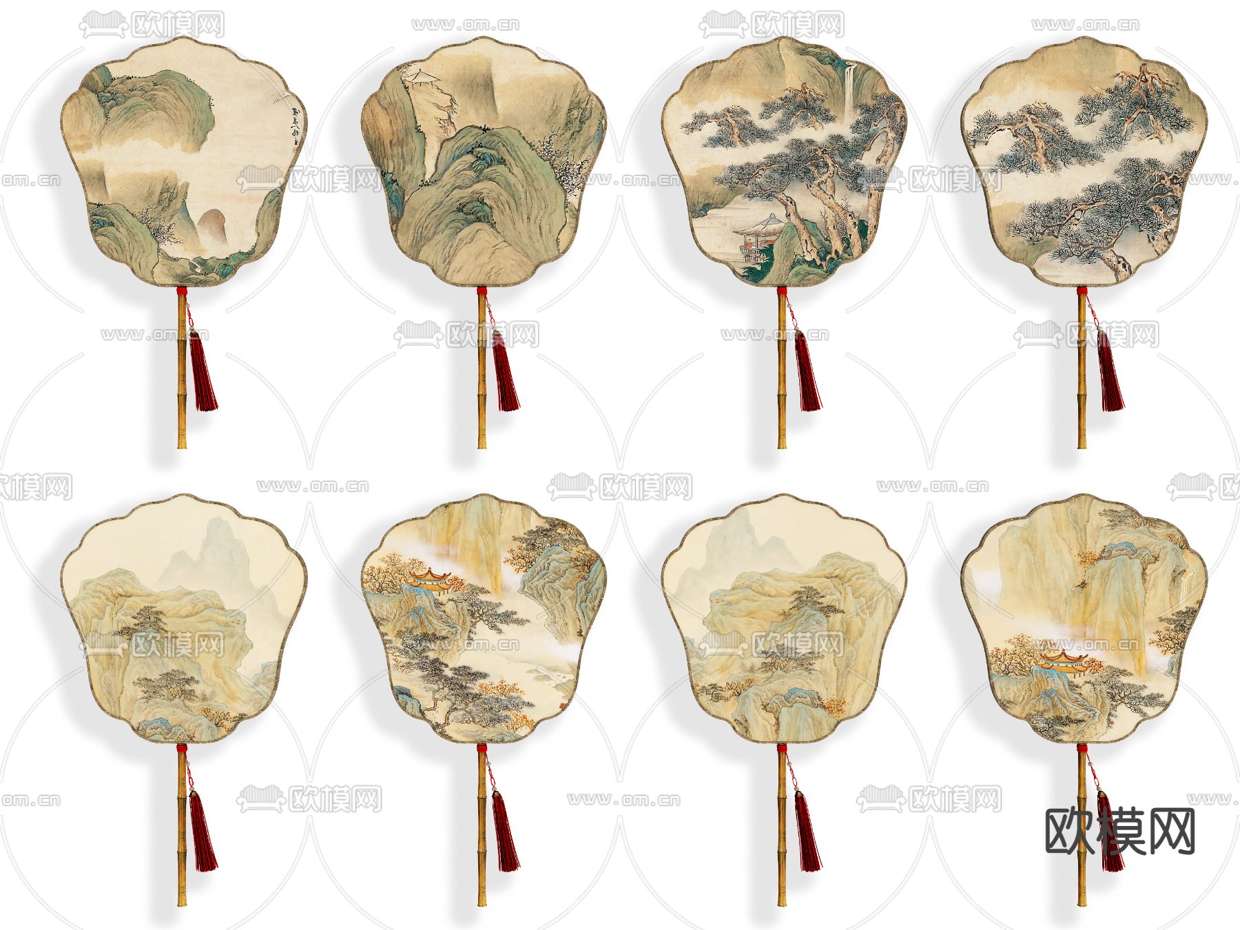 折扇 纸扇 扇子 宫扇3d模型下载