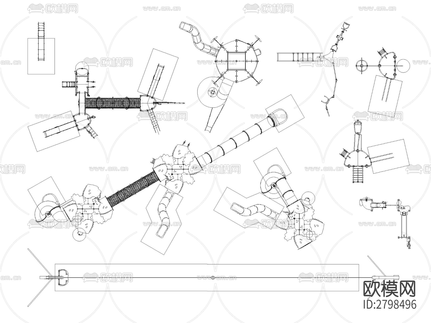 精选儿童游乐设施cad图库下载（渲染图7）