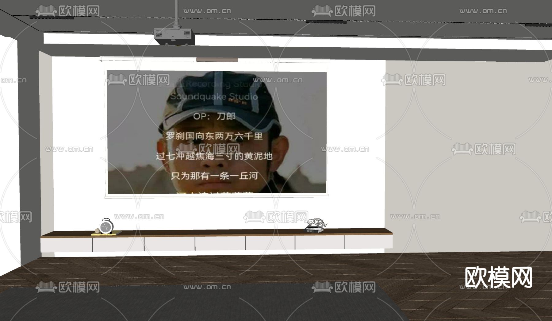 投影仪 投影幕布su模型下载（渲染图2）