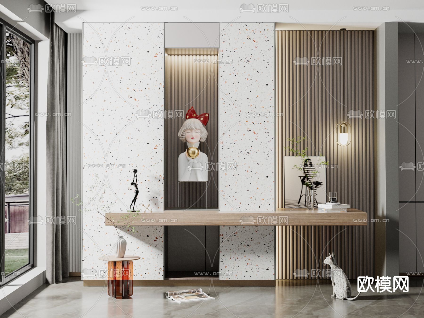 玄关隔断墙su模型下载（渲染图1）