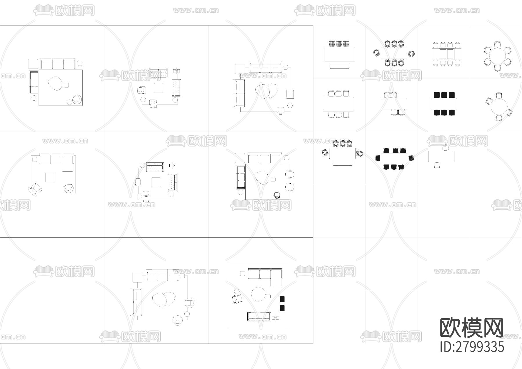 意大利Fredericia组合沙发cad图库下载（渲染图2）