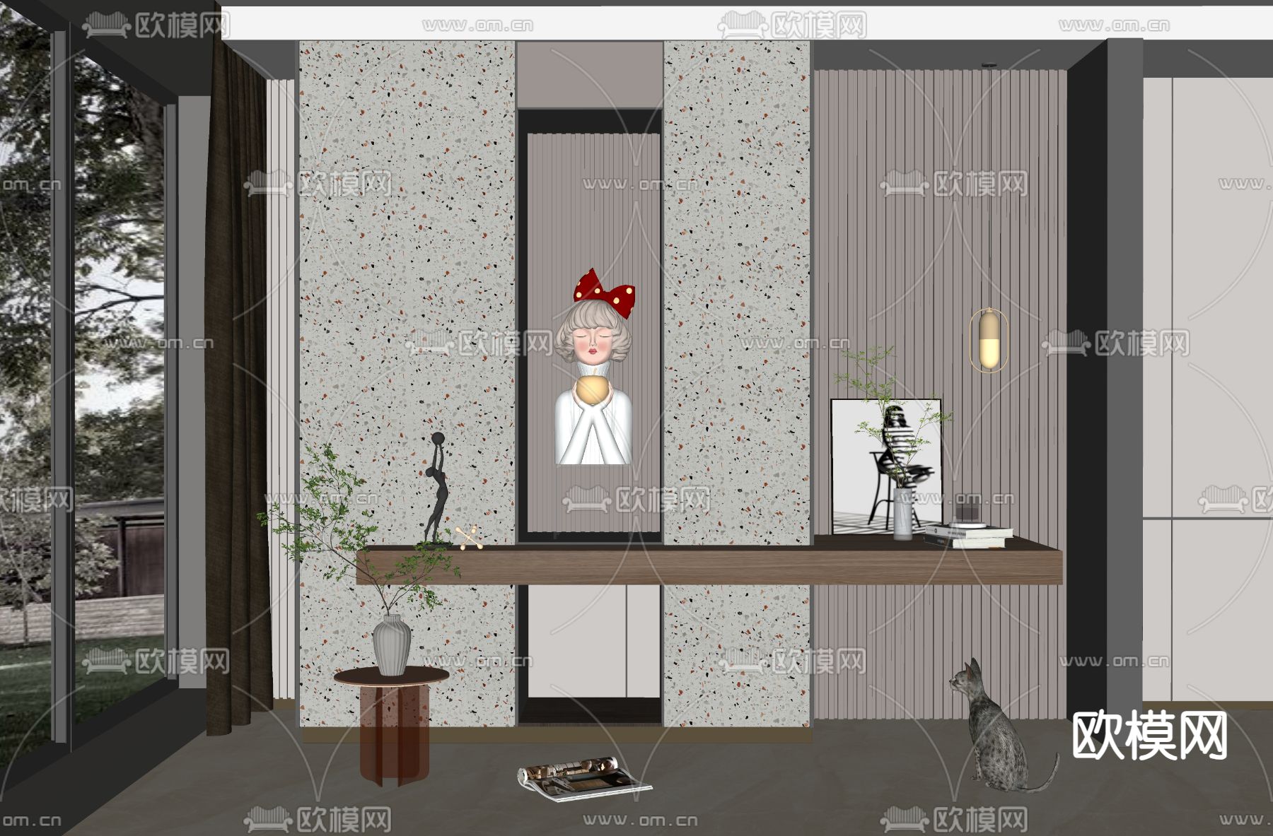 玄关隔断墙su模型下载（渲染图2）