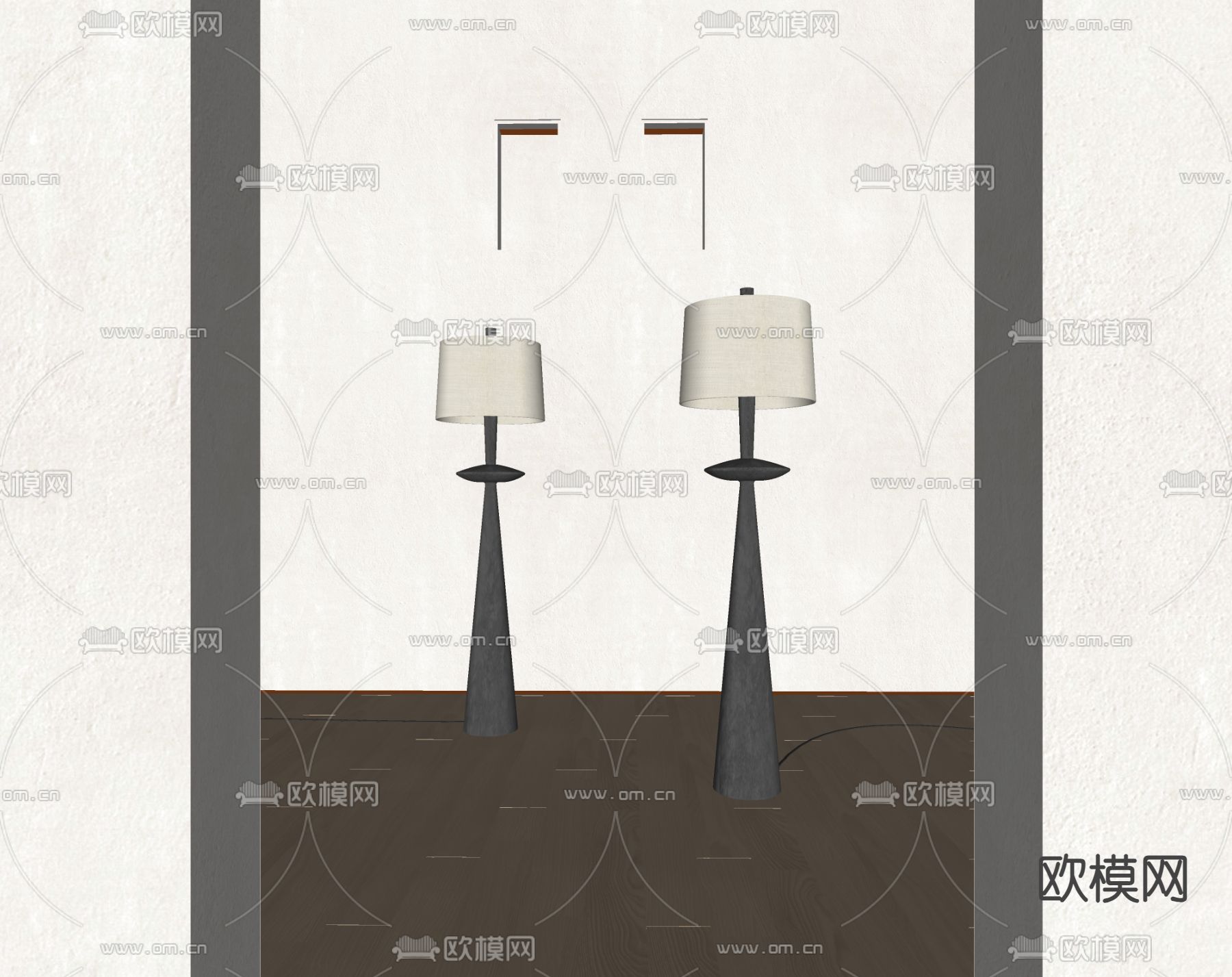 现代落地灯su模型下载（渲染图2）