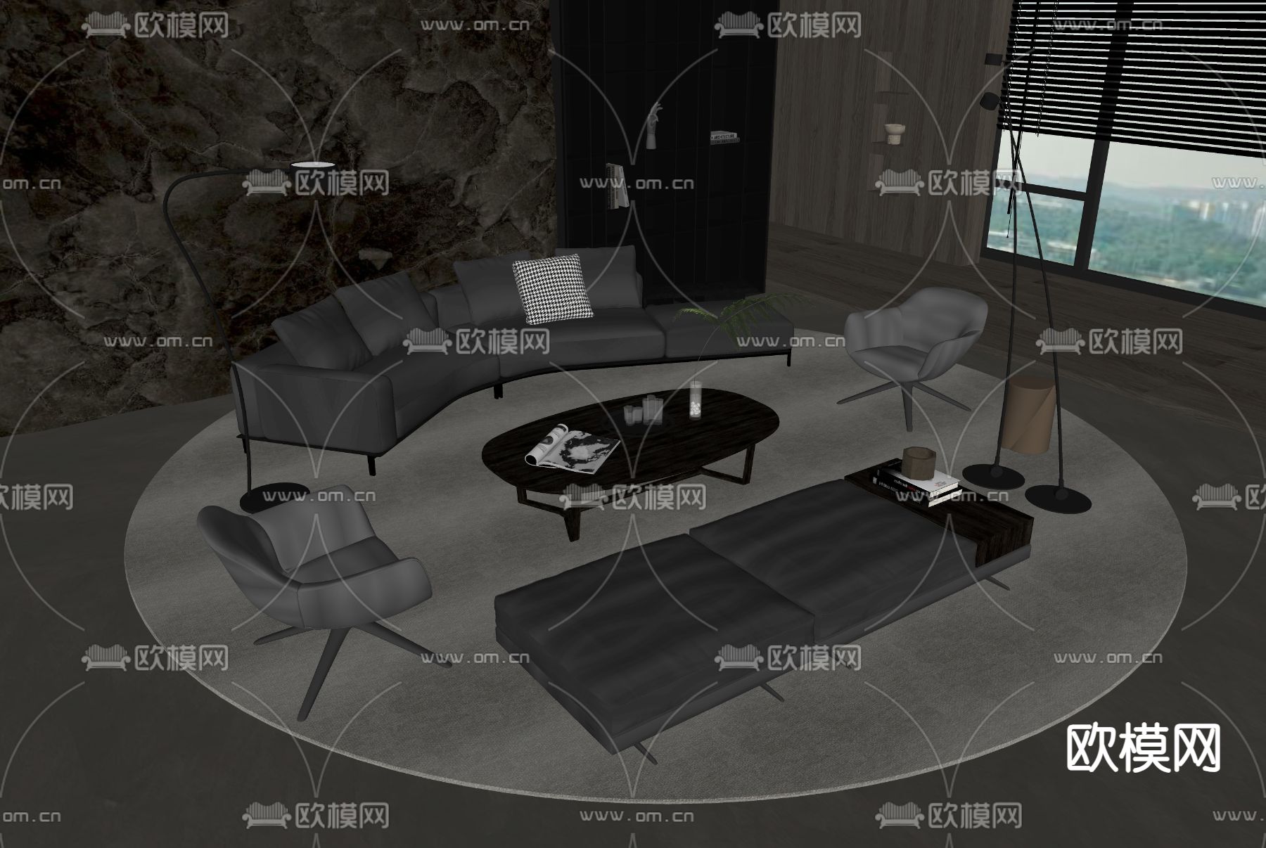 Poliform 组合沙发su模型下载（渲染图2）