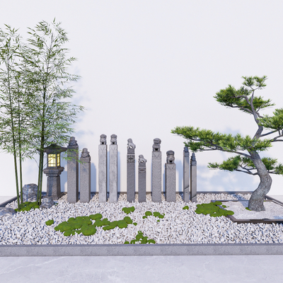  新中式石柱 拴马柱su模型 