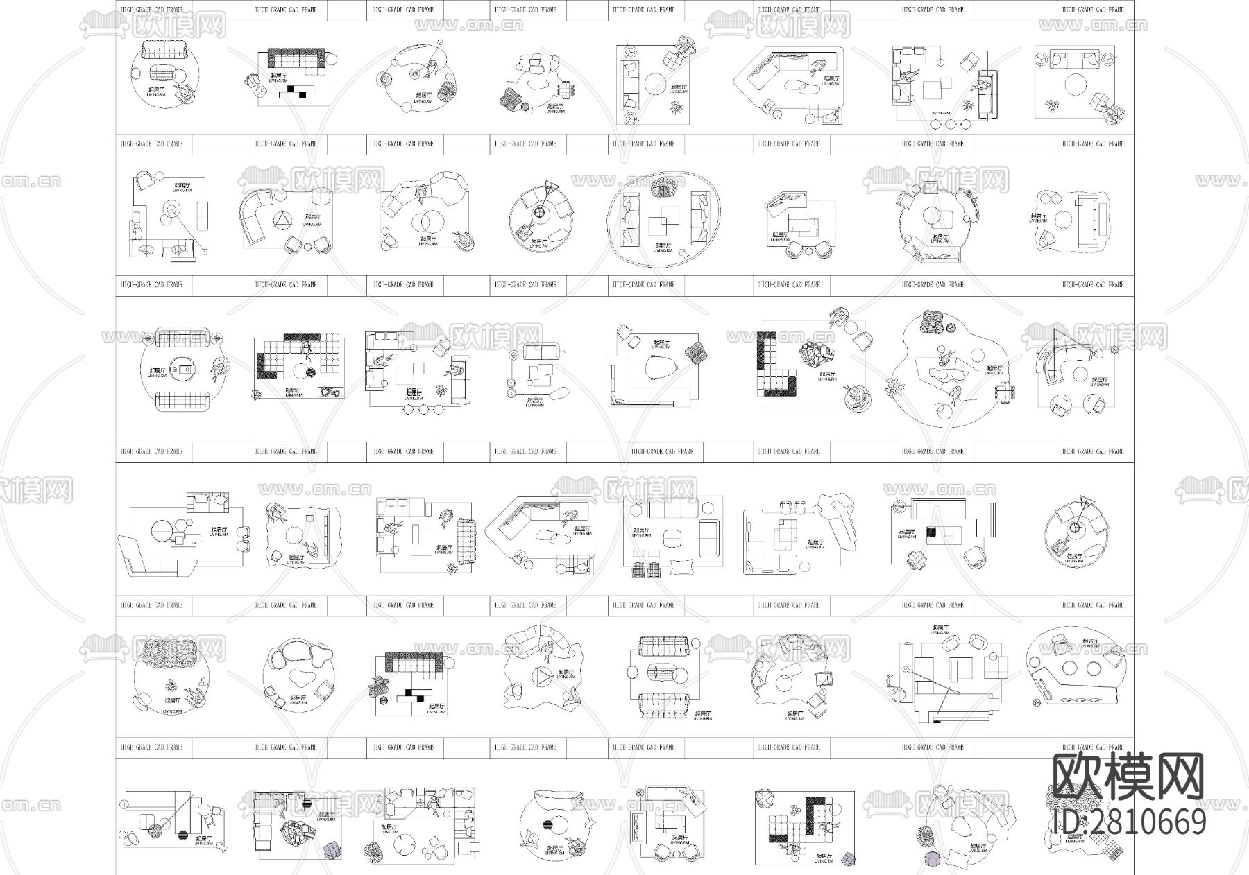 2023平面布局设计网红cad图库下载（渲染图1）