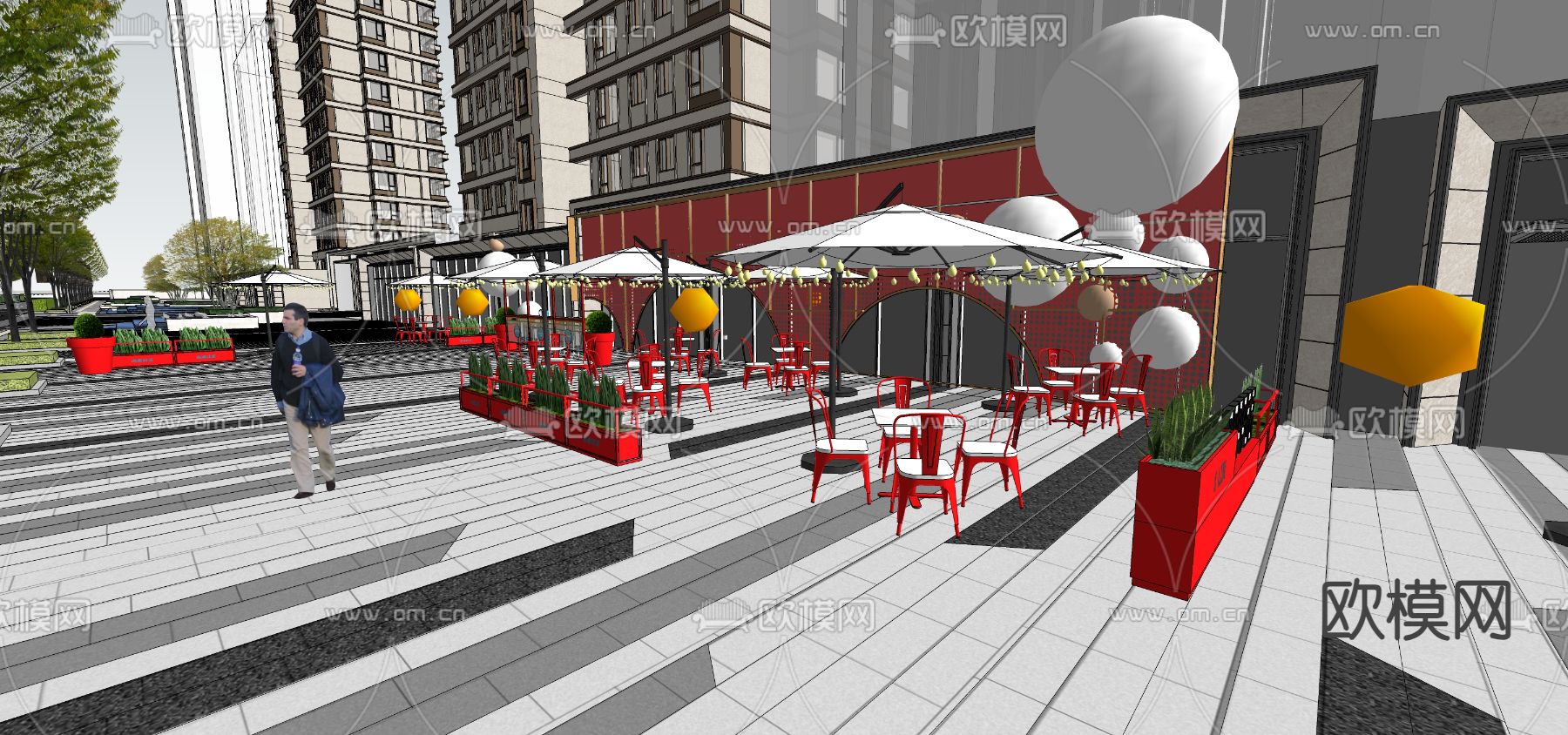 商业景观 商业街su模型