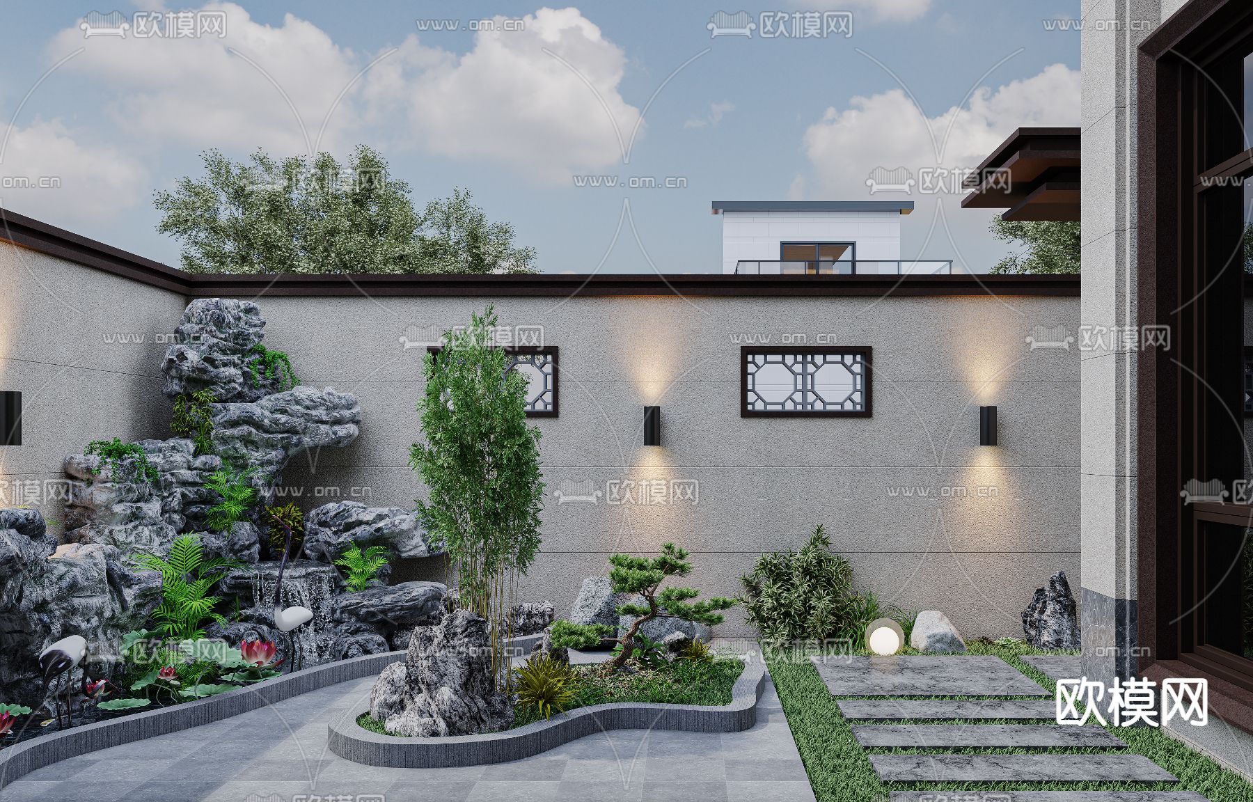 庭院景观 花园免费3d模型下载_ID14233308_3dmax免费模型-欧模网