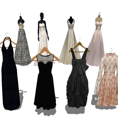  礼服婚纱su模型 