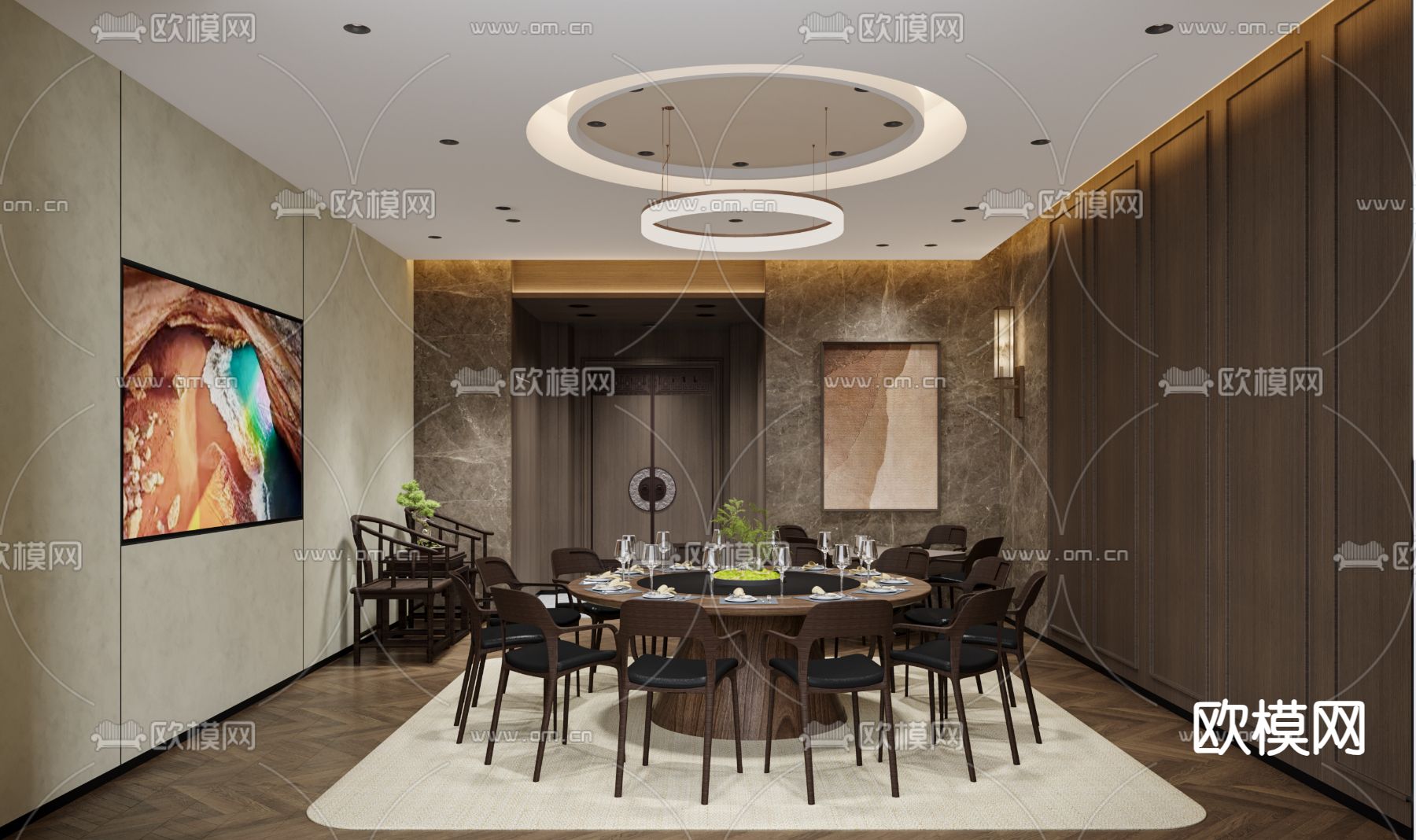 中餐厅包厢免费3d模型下载