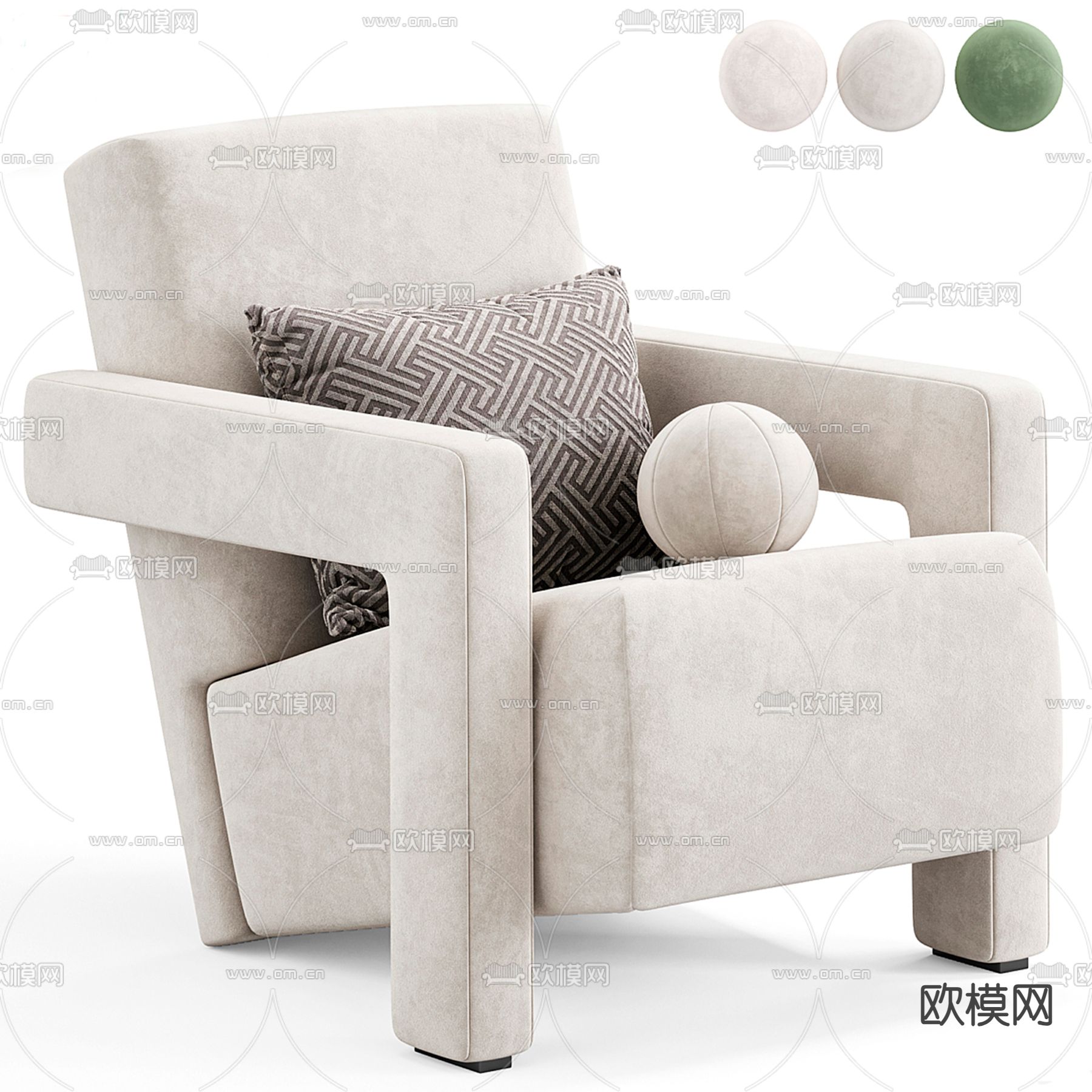 Cassina 沙发椅 休闲椅3d模型下载（渲染图1）