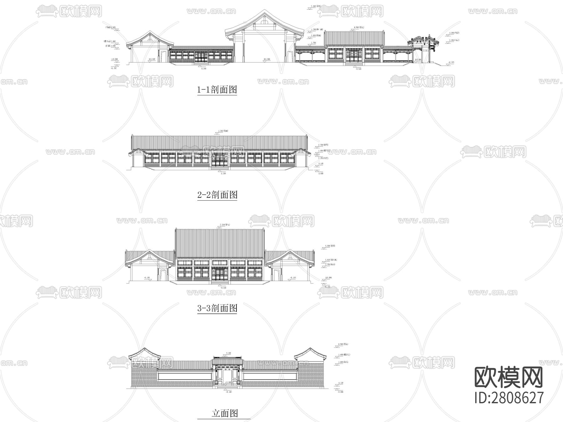 北京四合院精品古建筑cad施工图下载（渲染图2）