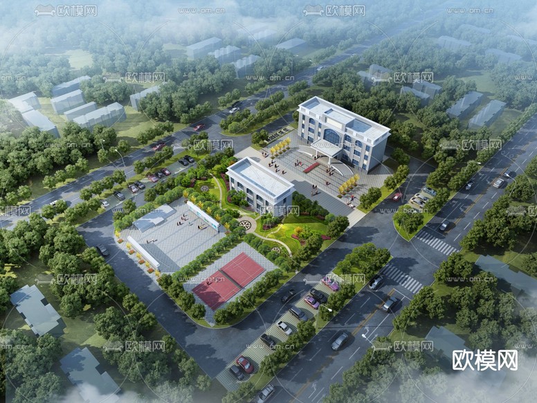 商业区鸟瞰3d模型下载(渲染图1)