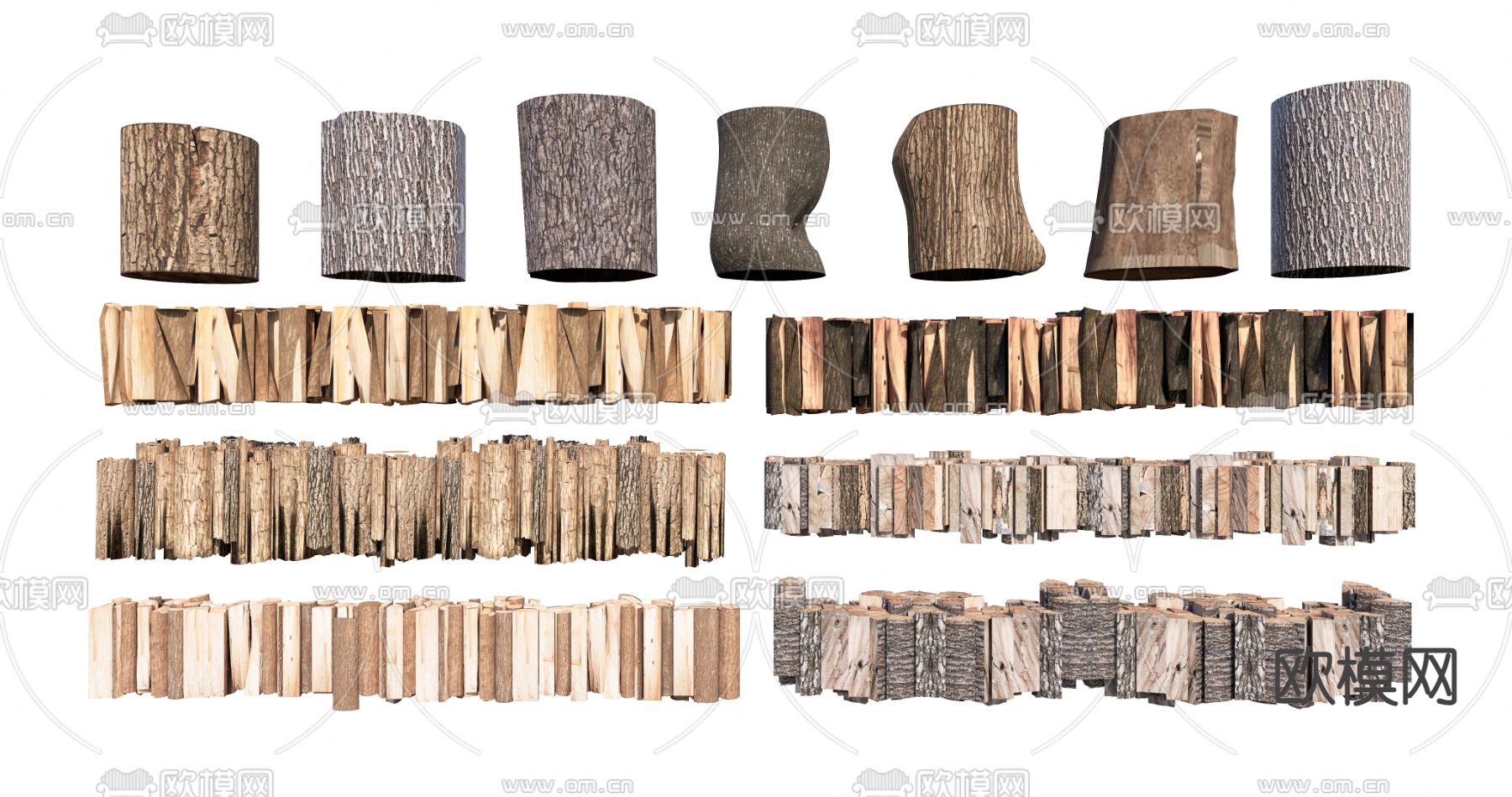 新中式木头 木材 木桩su模型下载（渲染图1）