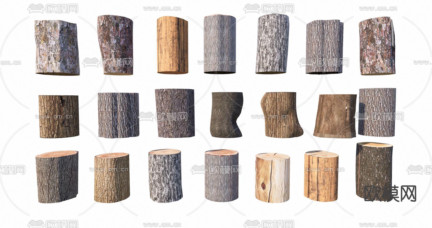 新中式木头 木材 木桩su模型下载（渲染图1）