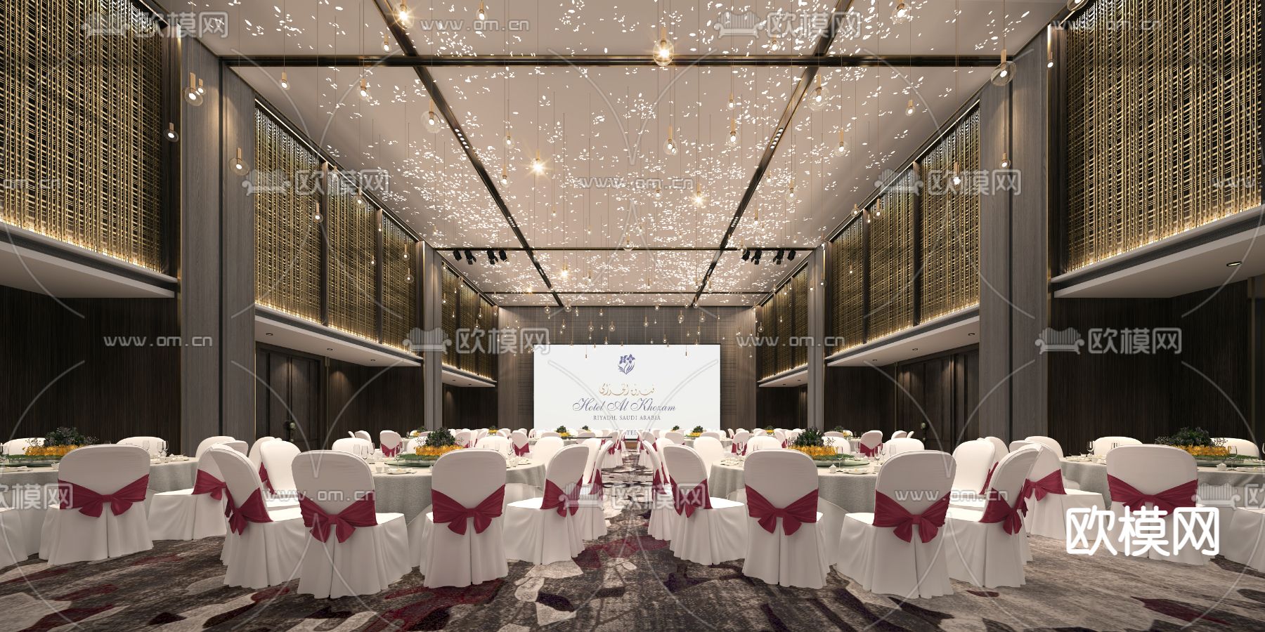酒店宴会厅3d模型下载（渲染图1）