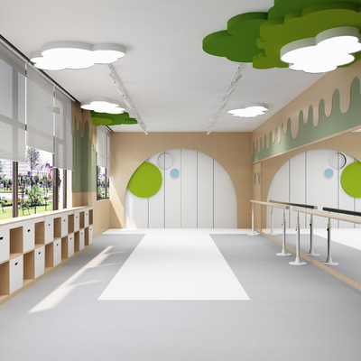  现代舞蹈教室su模型 