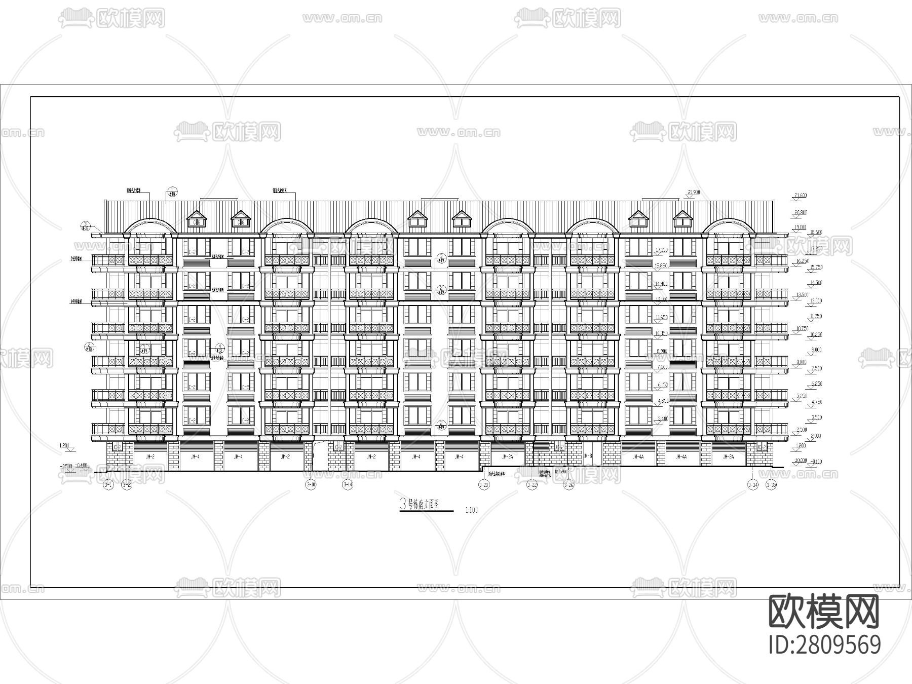 高层住宅建筑cad施工图下载（渲染图4）
