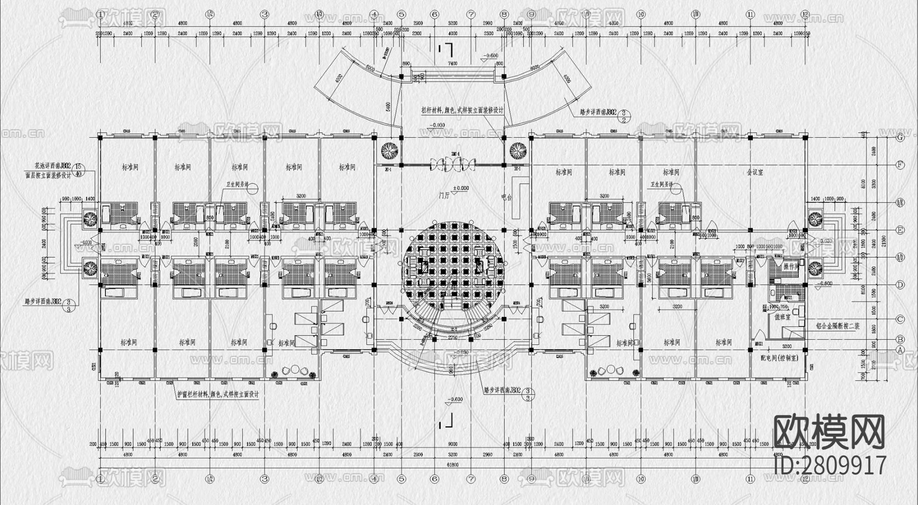 酒店cad施工图下载（渲染图7）