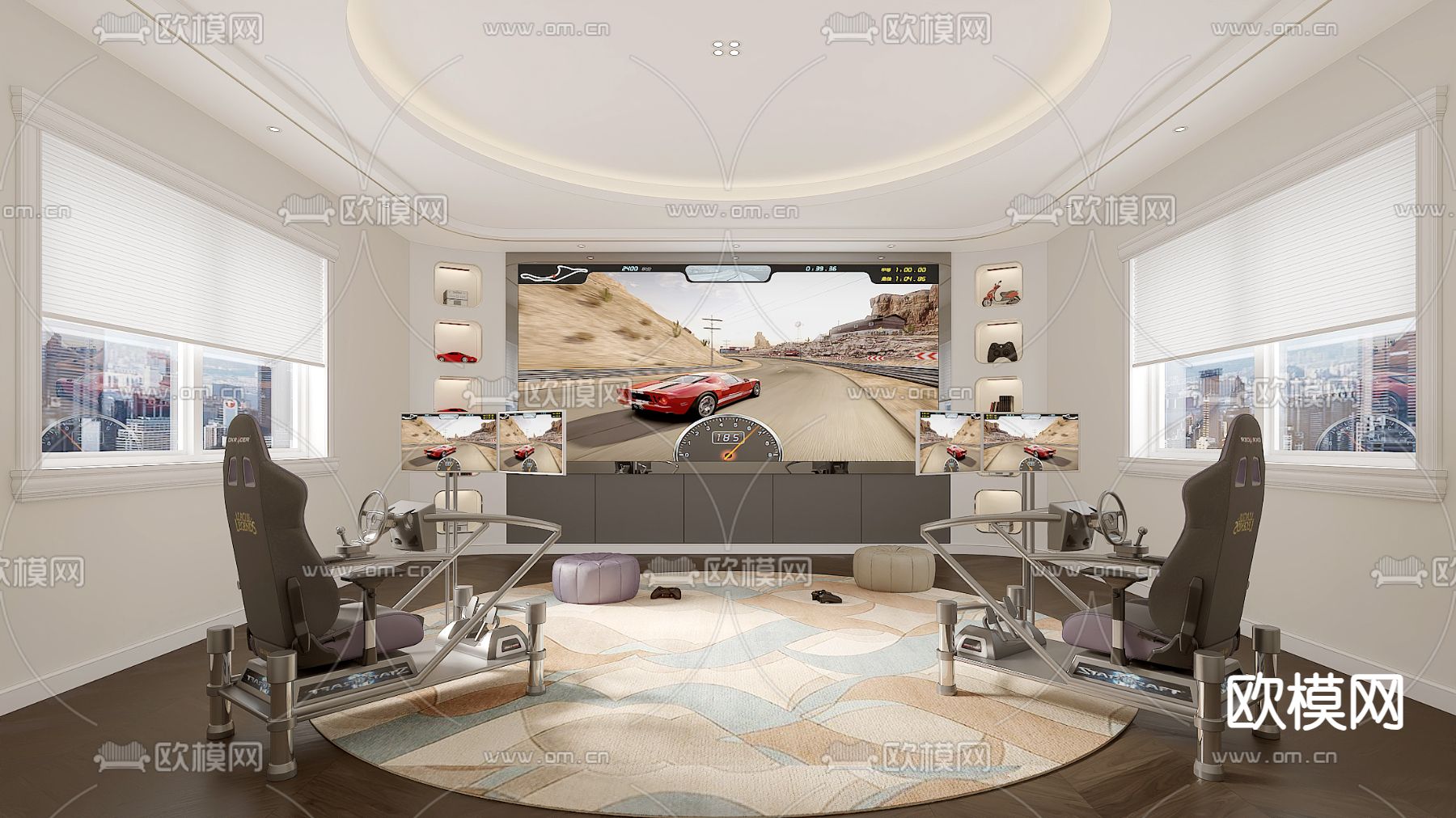 游戏室 竞技室su模型下载（渲染图1）