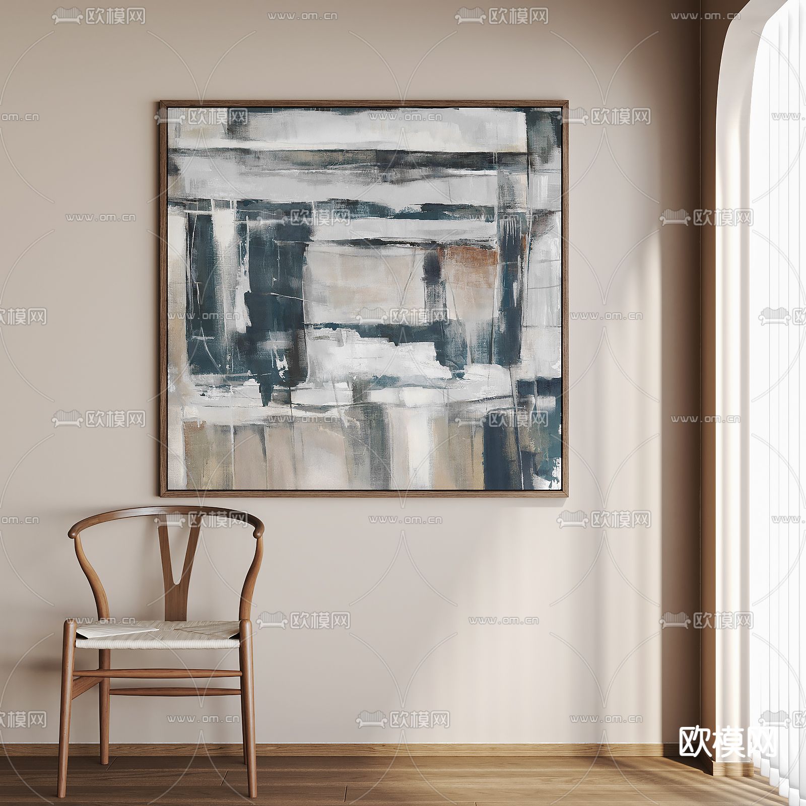 侘寂风装饰画 抽象挂画su模型