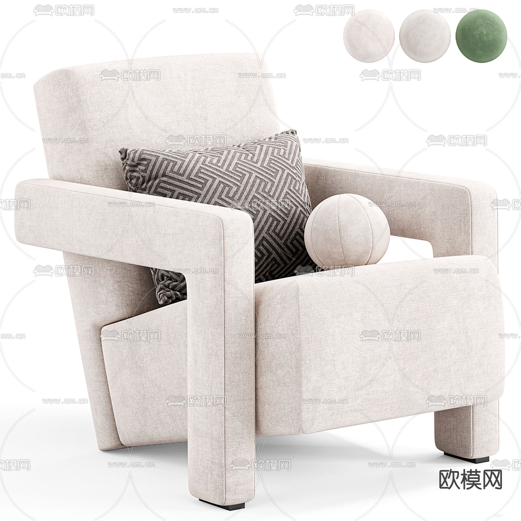 Cassina 沙发椅 休闲椅3d模型下载（渲染图3）