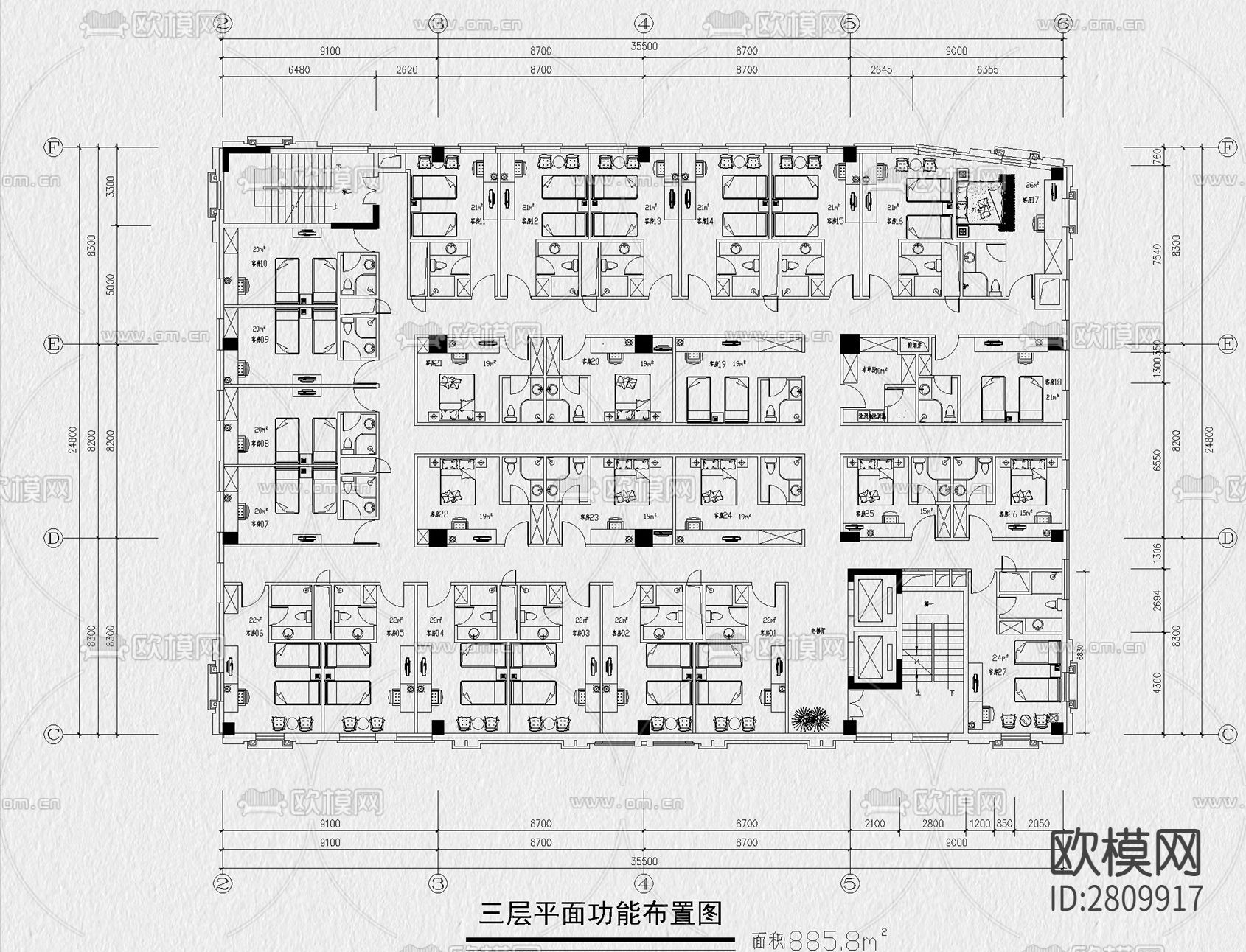 酒店cad施工图下载（渲染图6）