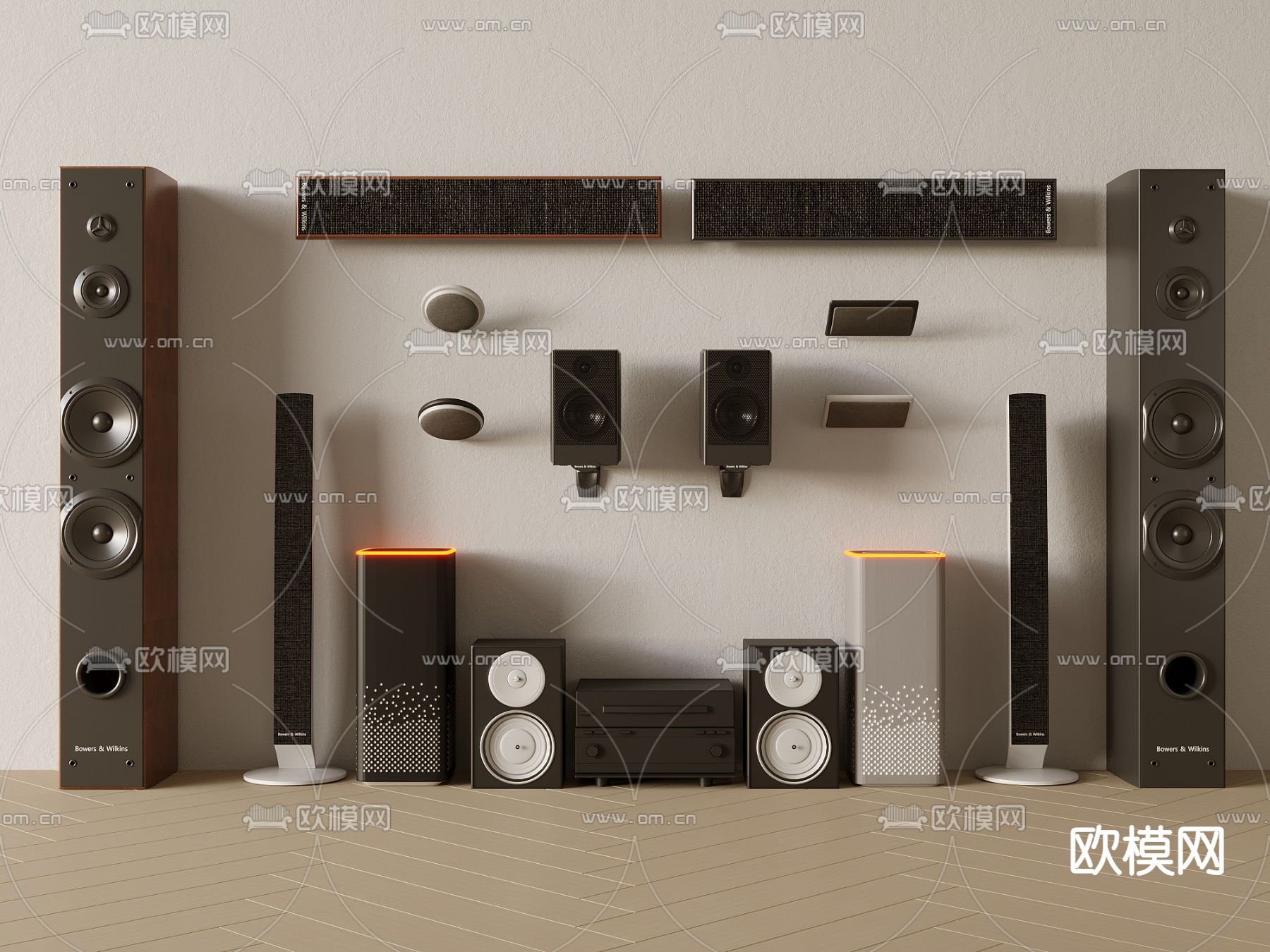 壁挂音响 立式音响 低音炮3d模型下载