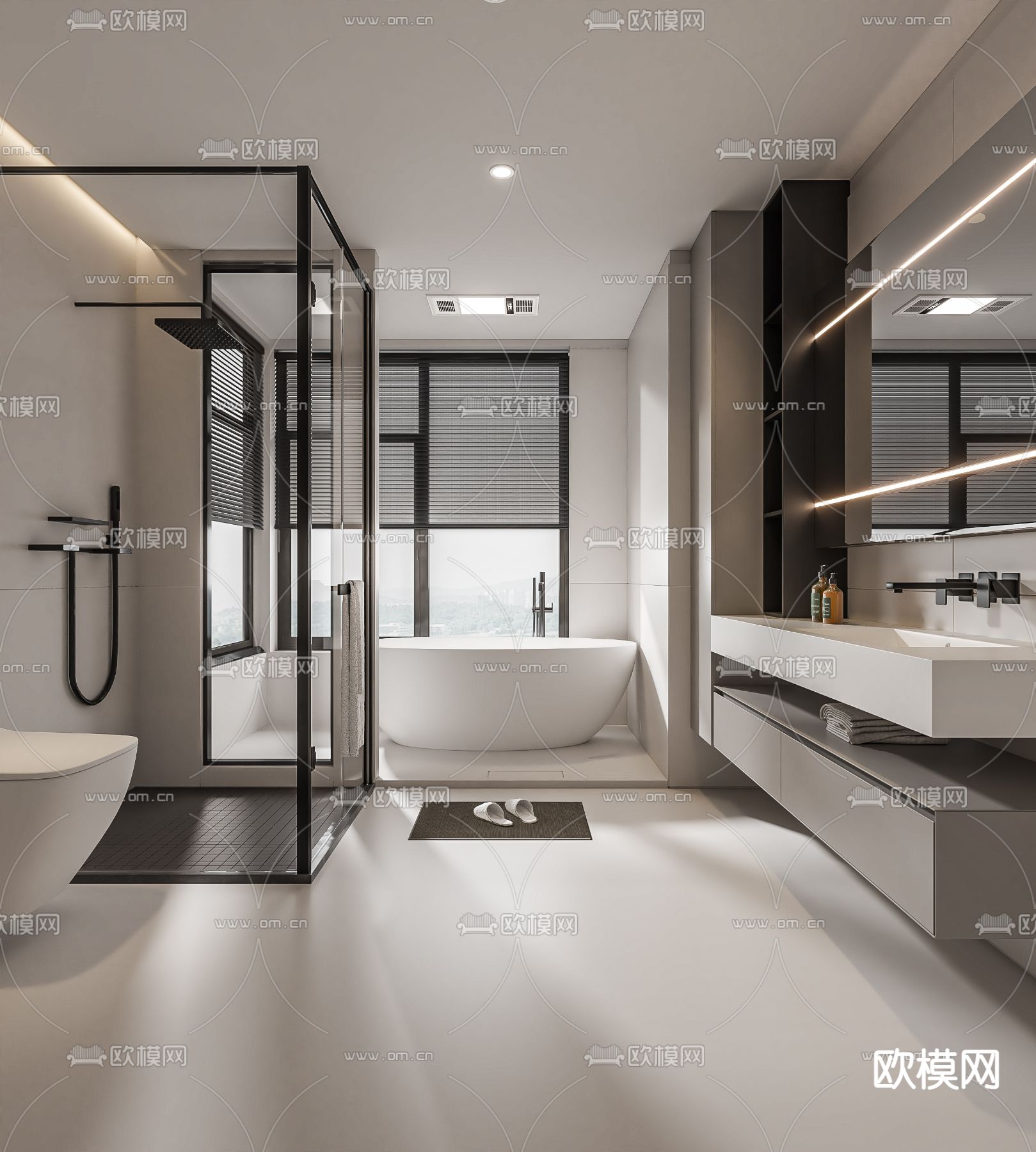 现代卫生间 浴室su模型下载（渲染图1）