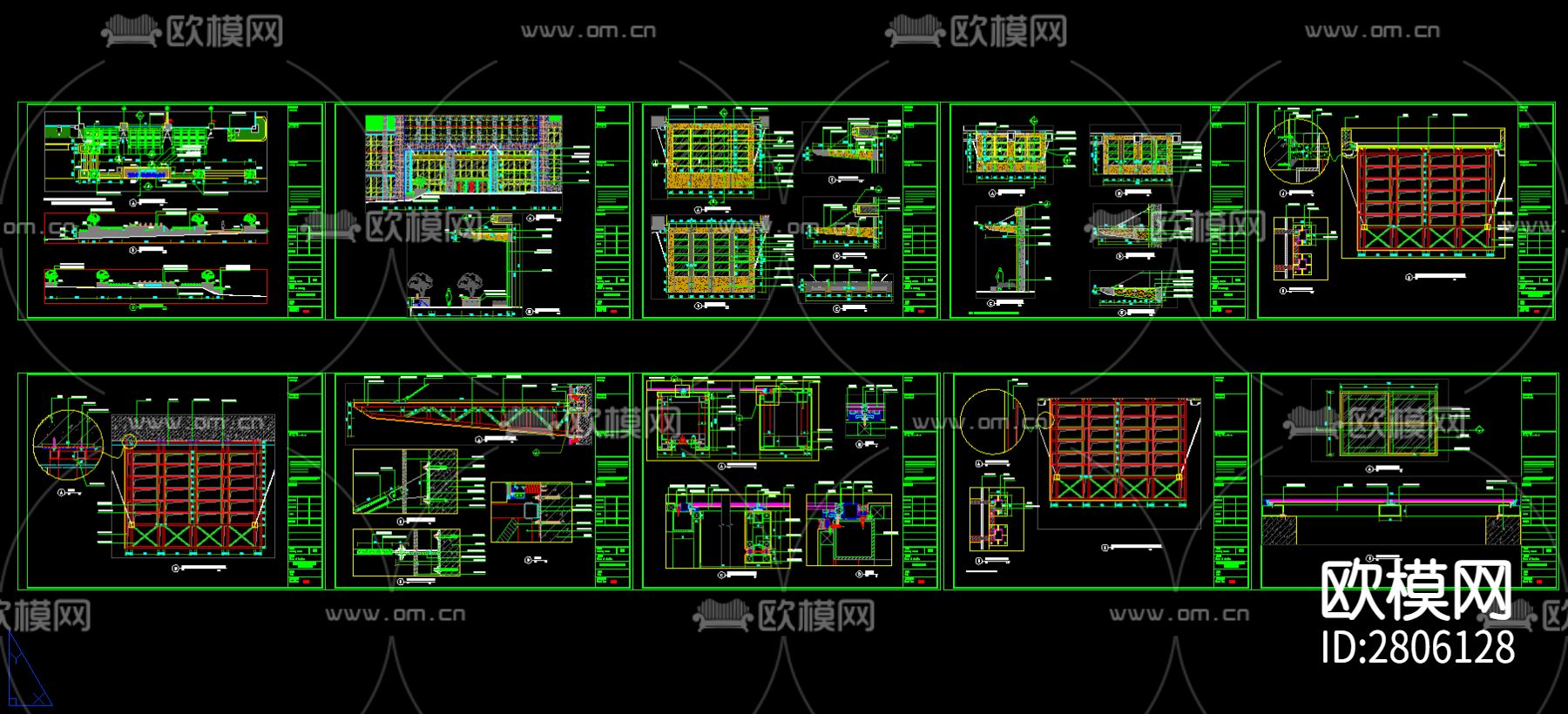 入户雨棚 钢架雨棚 玻璃雨棚cad图库下载（渲染图6）