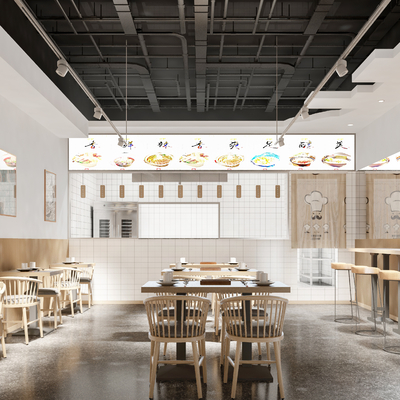  现代面馆su模型 