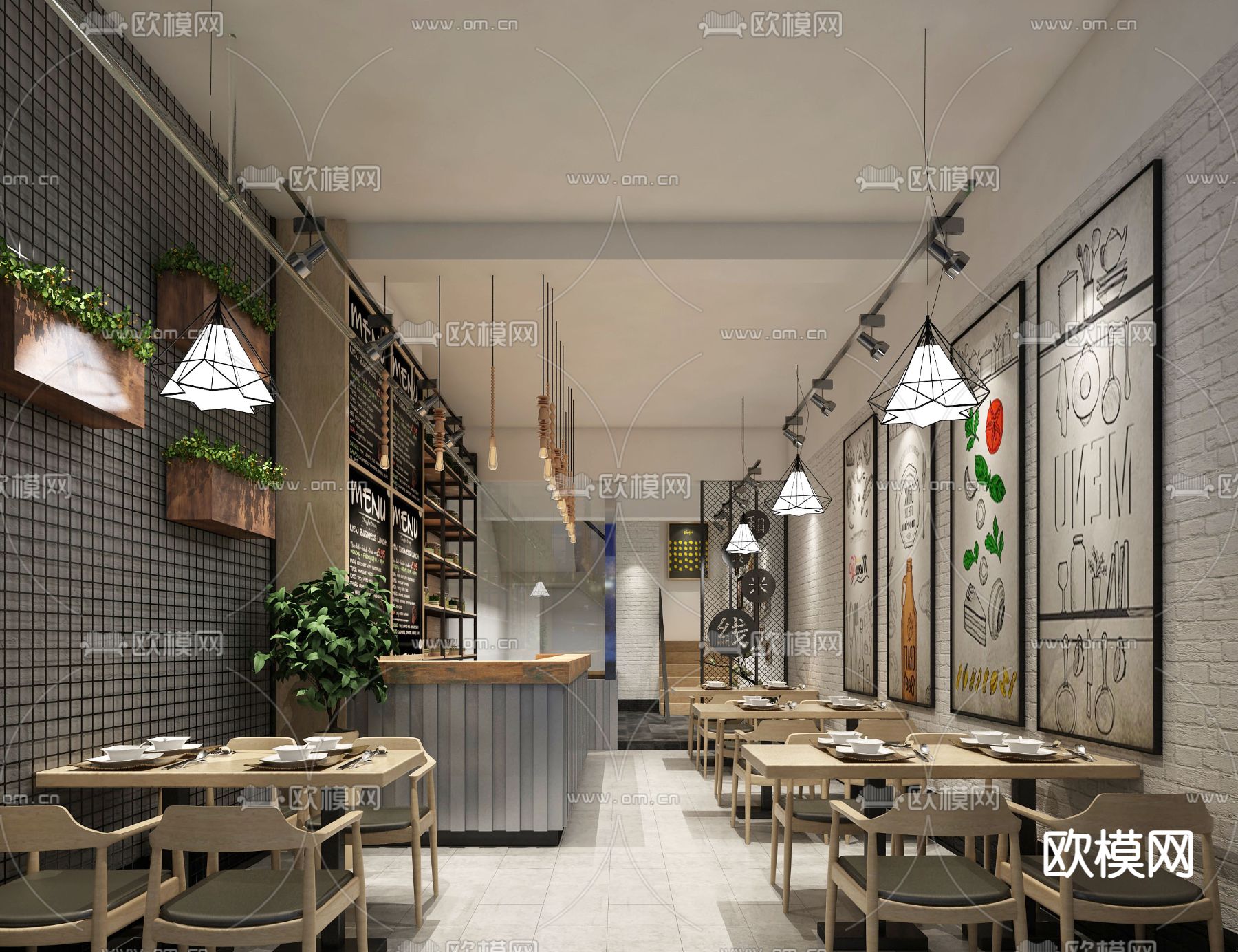 米线店 面馆3d模型下载（渲染图3）