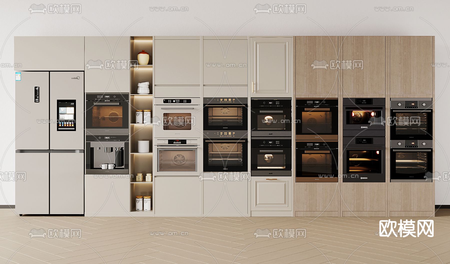 橱柜 冰箱柜 烤箱3d模型下载