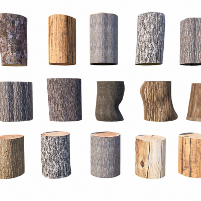  新中式木头 木材 木桩su模型 