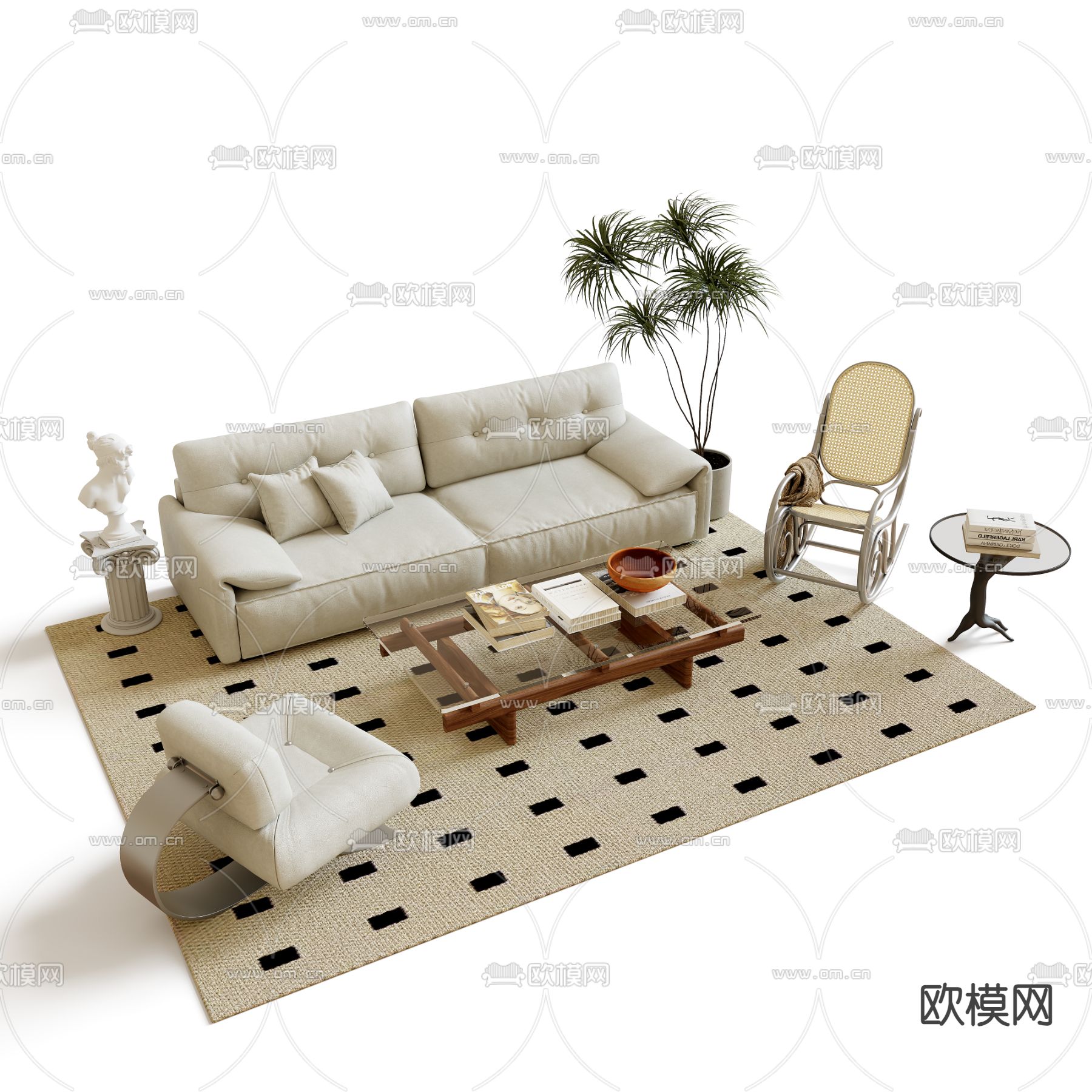 法式组合沙发3d模型下载