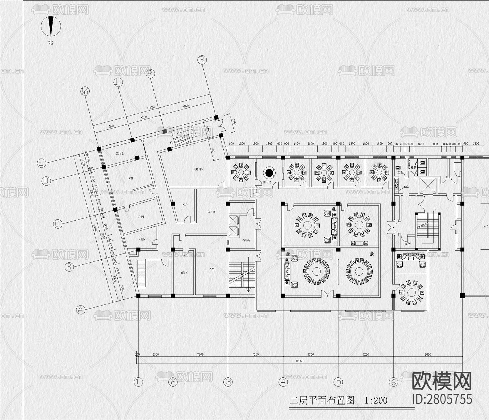 烧烤店 烤肉店cad施工图下载（渲染图2）