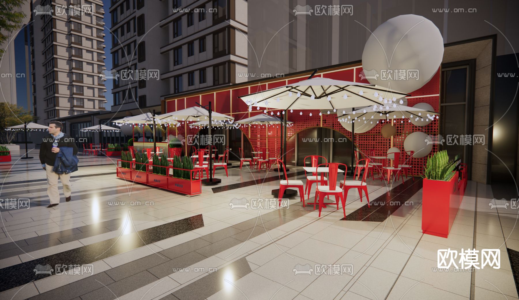 商业景观 商业街su模型