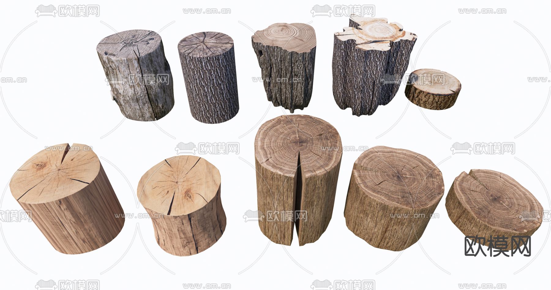 新中式木头 木材 木桩su模型下载（渲染图1）