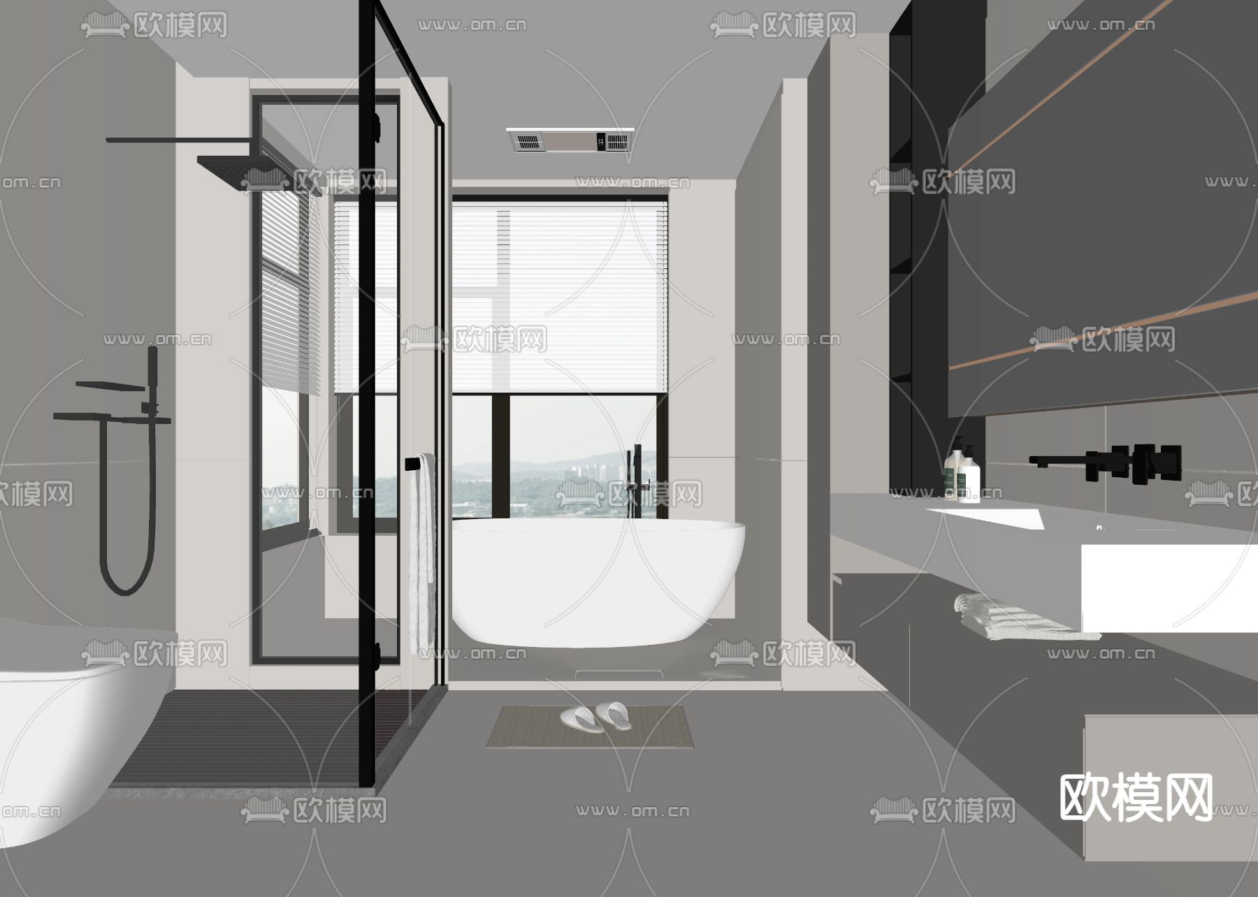 现代卫生间 浴室su模型下载（渲染图2）