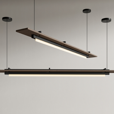  现代长条吊灯su模型 