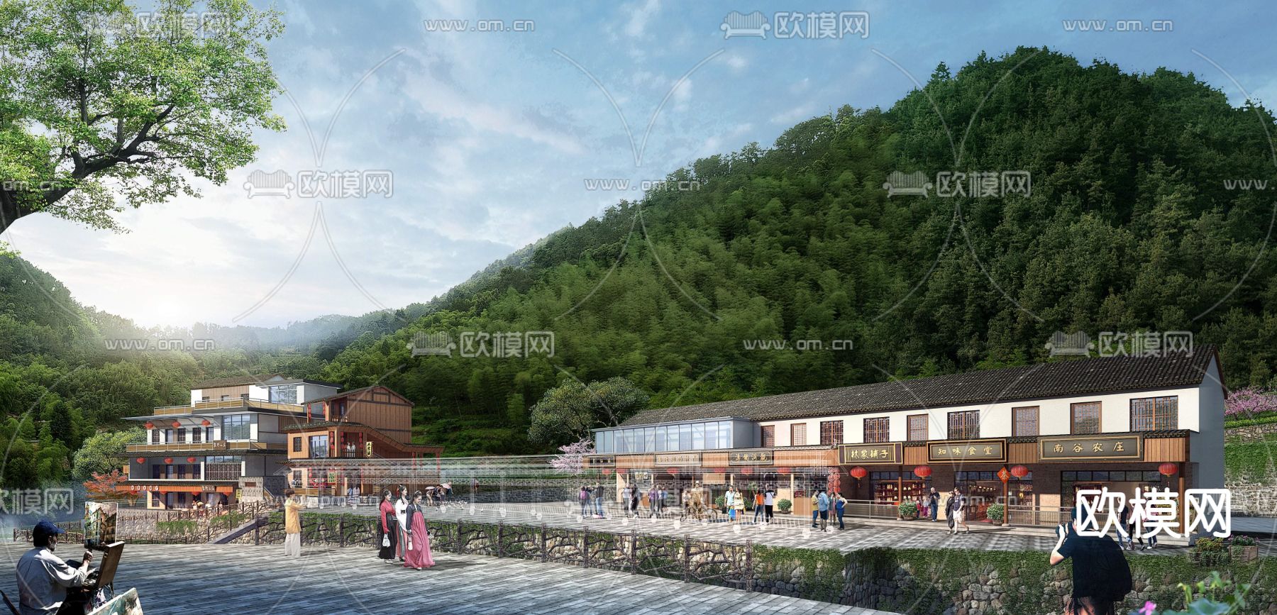 中式商业街psd下载