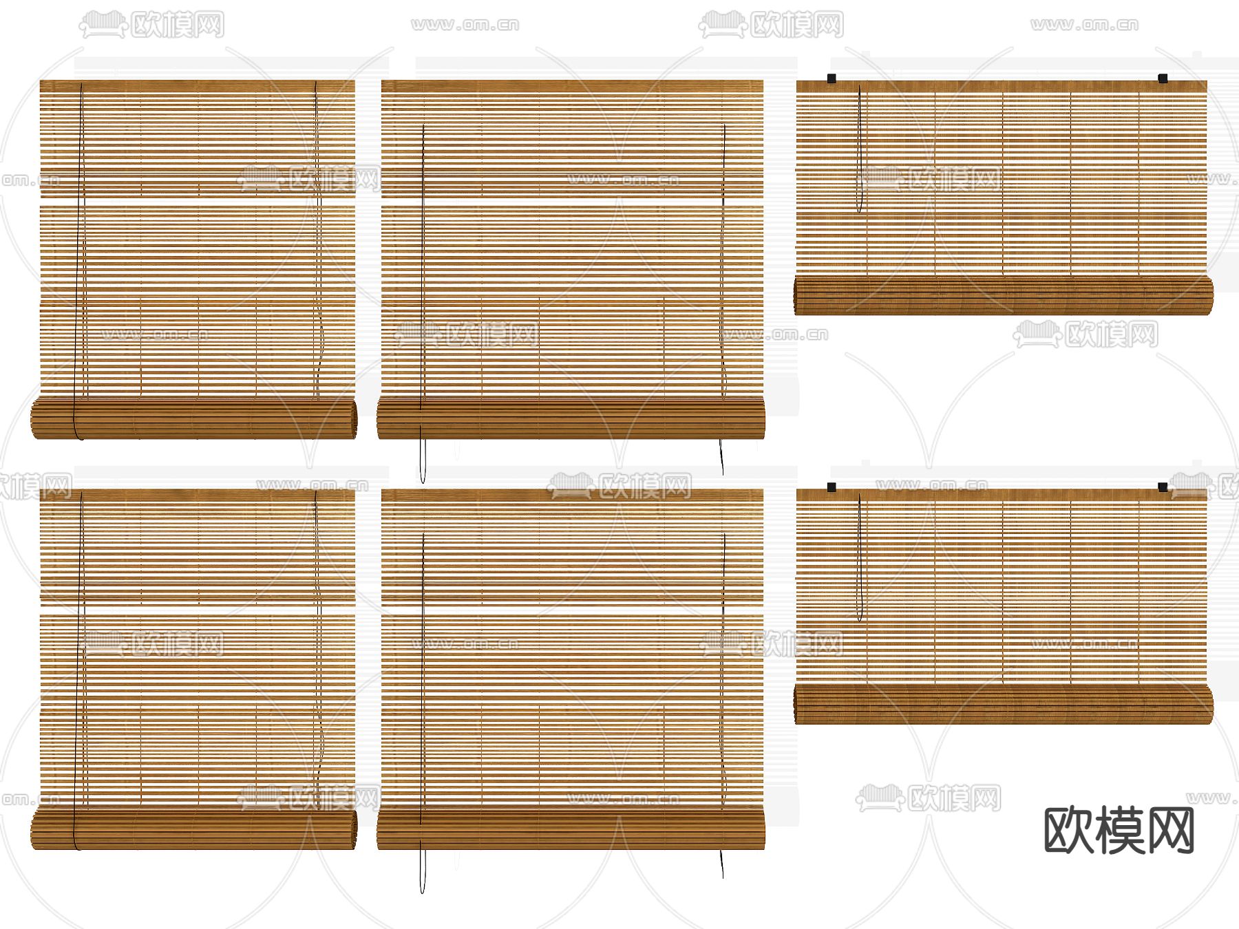 新中式百叶帘 竹帘 窗帘su模型下载_ID14241672_sketchup模型下载-欧模网
