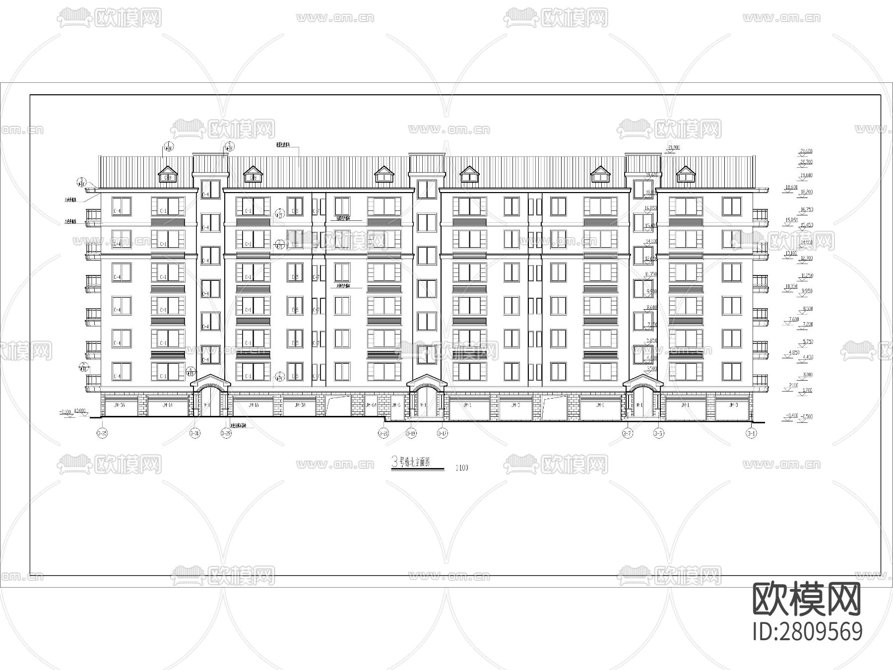 高层住宅建筑cad施工图下载（渲染图5）