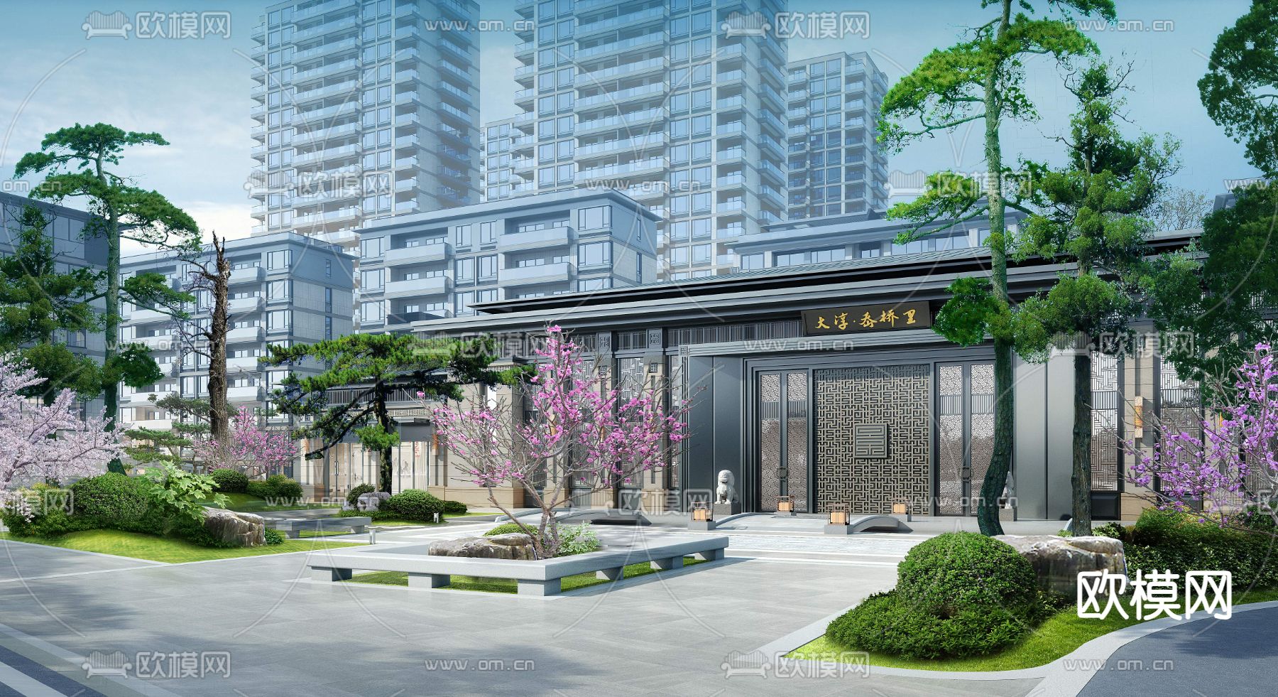 售楼处外观psd下载