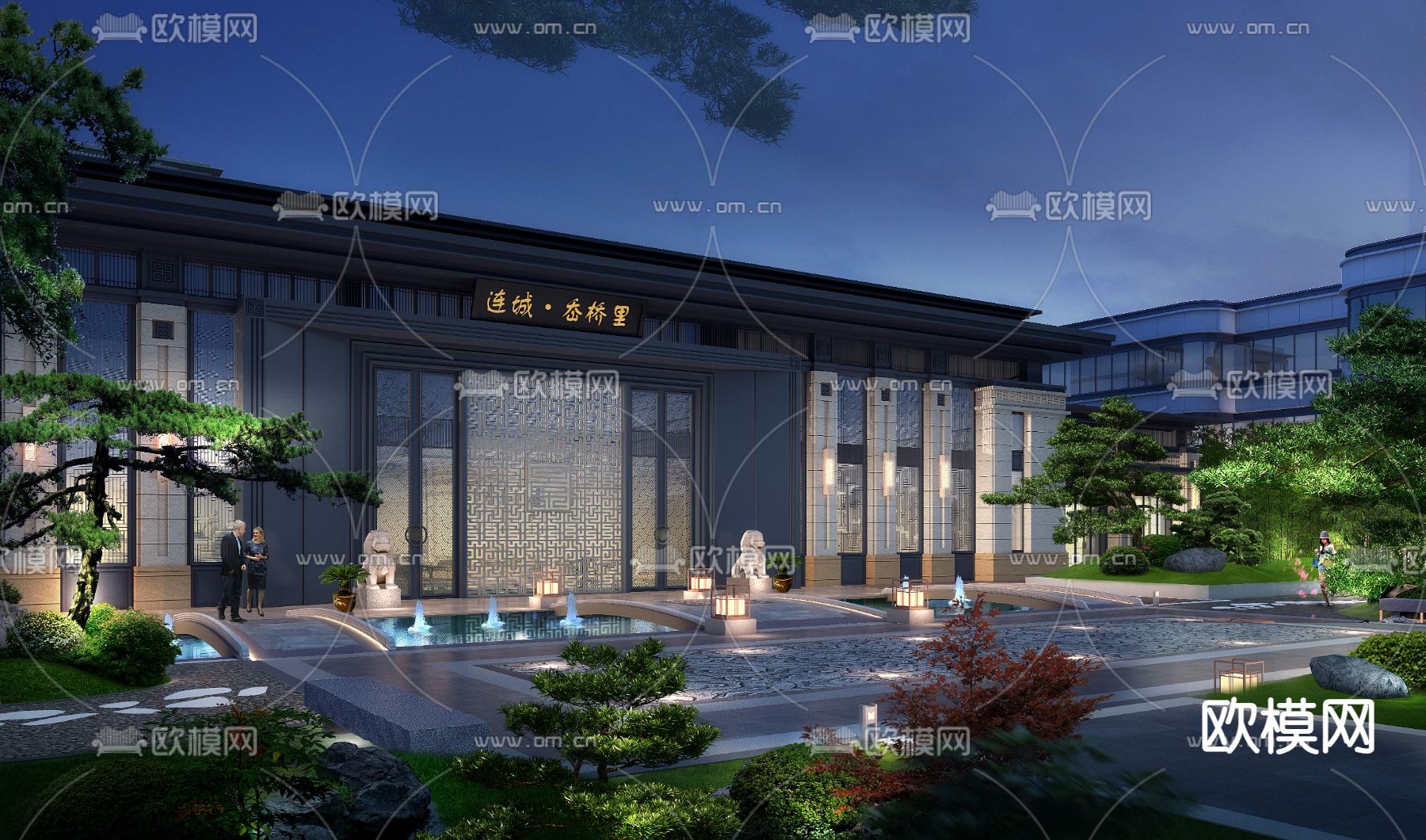 售楼处夜景psd下载